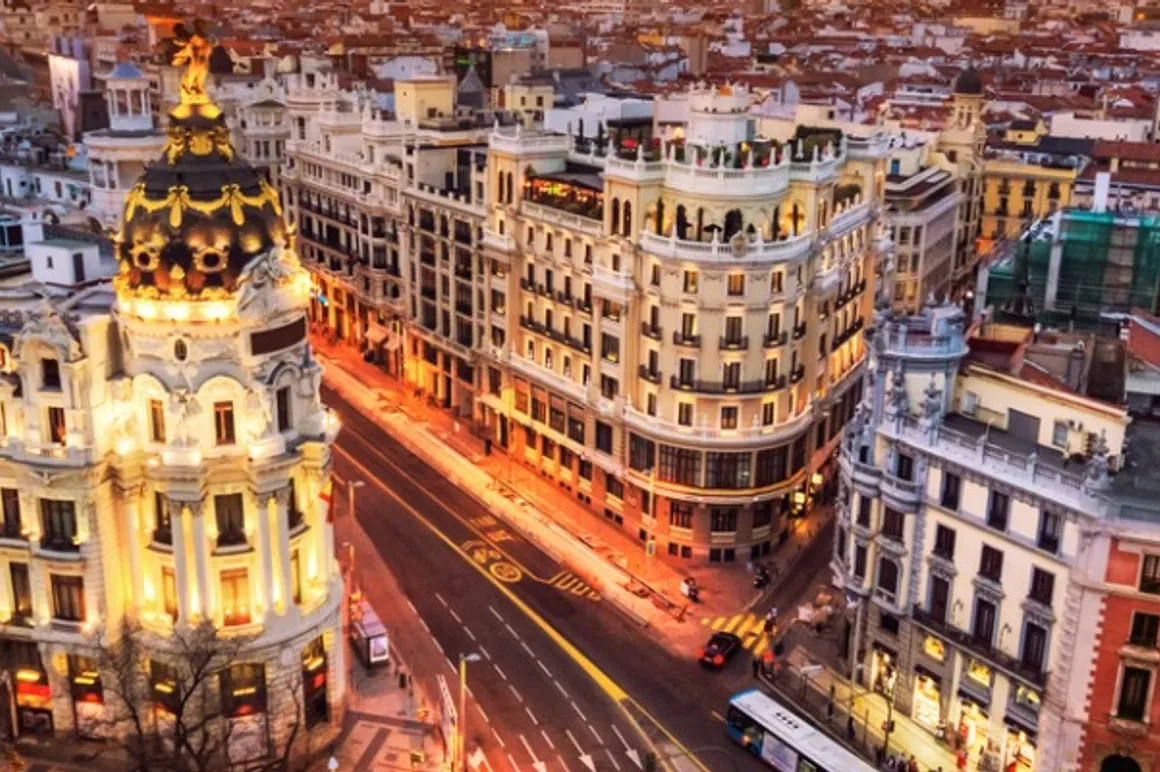 aerial view and skyline of madrid at dusk spain europe picture id951917136 150x150